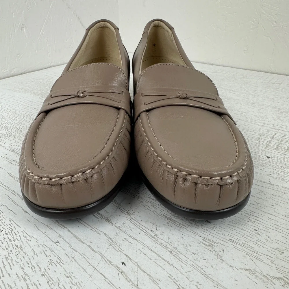 SAS Tripad Comfort Easier Womens 9 N Taupe Leather Wedge‎ Loafers Slip On Shoes